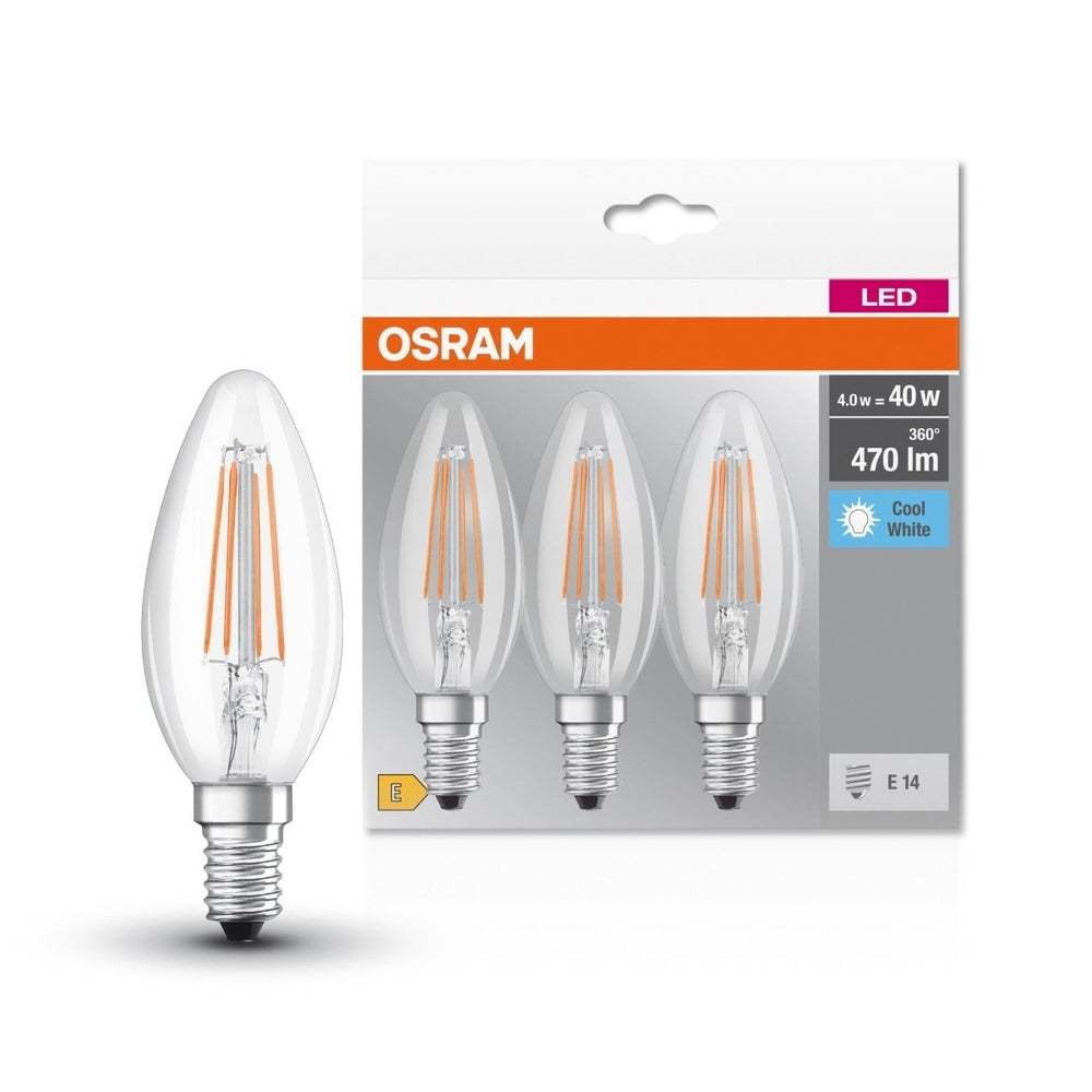 3 szt. Przezroczysta lampa LED E14 4 W BASE zimnobiała - eshop LEDVANCE 4058075819719