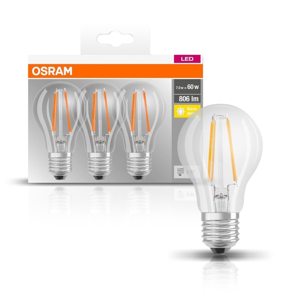 3 szt. Przezroczysta lampa LED odp. 60W E14 4 W BASE ciepłobiała - eshop LEDVANCE 4058075819290