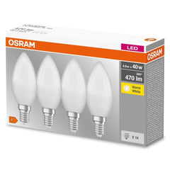 4 szt. matowa lampa LED świeczka E14 4,9 W BASE ciepłobiała - eshop LEDVANCE 4058075819474