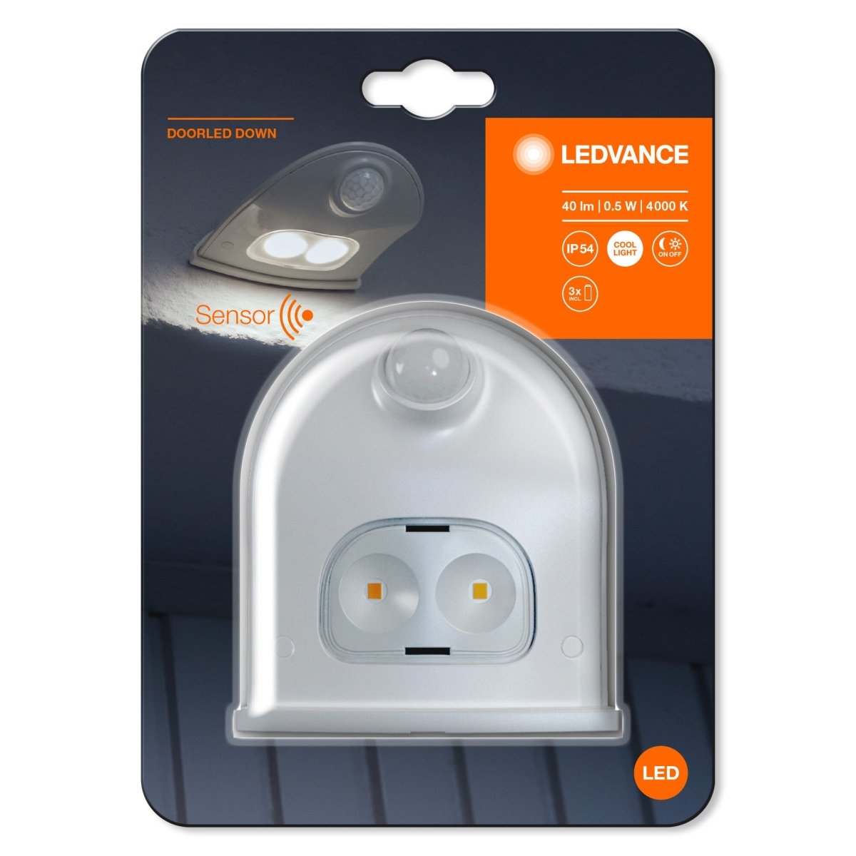 Biała lampa zewnętrzna LED DOOR DOWN IP54 z czujnikiem - eshop LEDVANCE 4058075267848