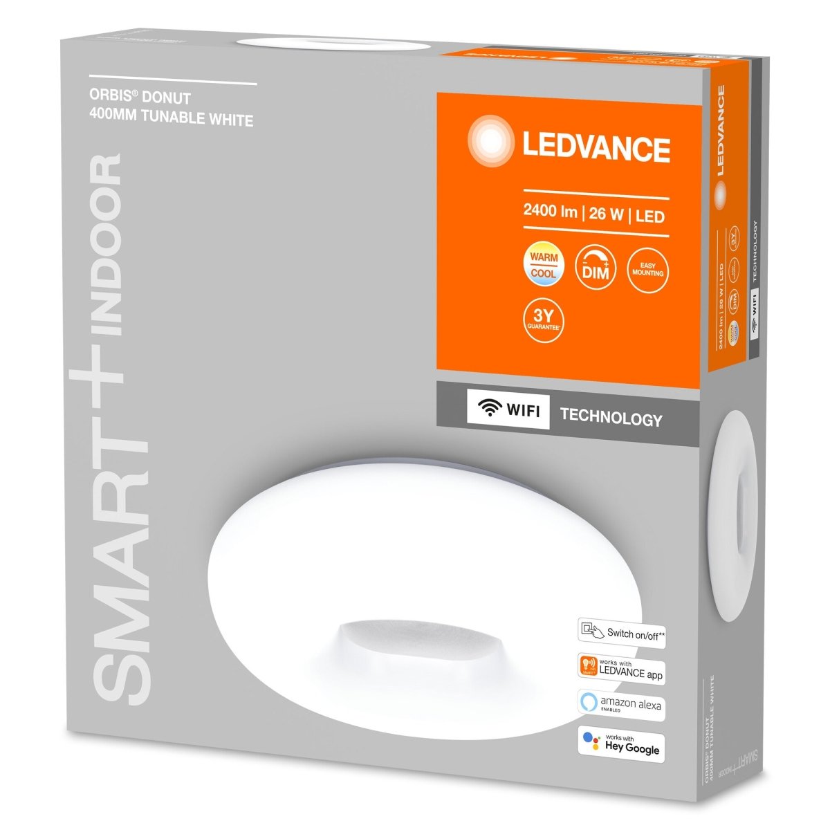 Inteligentna lampa sufitowa WiFi LED DONUT regulowana biel - eshop LEDVANCE 4058075486300