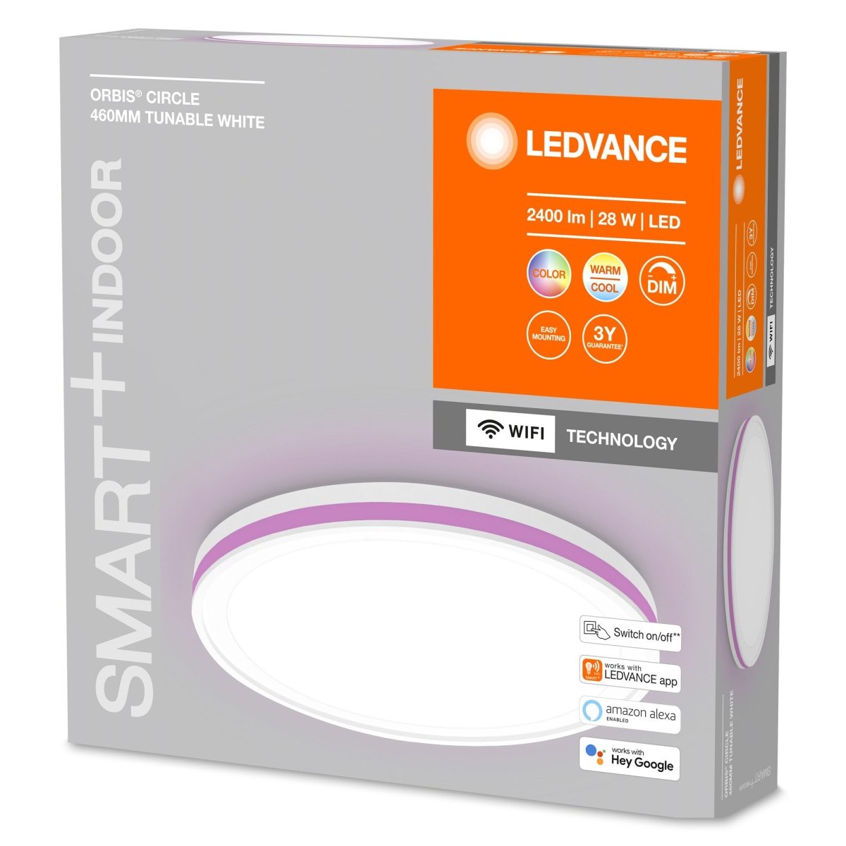 Inteligentna lampa sufitowa WiFi LED ORBIS 460, regulowana biel - eshop LEDVANCE 4058075573871