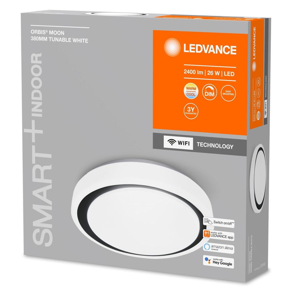 Inteligentna lampa WiFi LED MOON 380, czarna, regulowana biel - eshop LEDVANCE 4058075486362