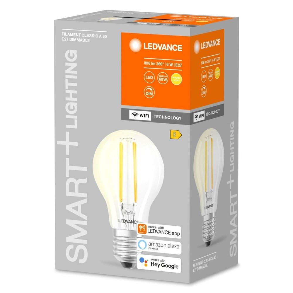 Inteligentna ściemnialna lampa LED WiFi E27 6W CLEAR ciepłobiała - eshop LEDVANCE 4058075528239