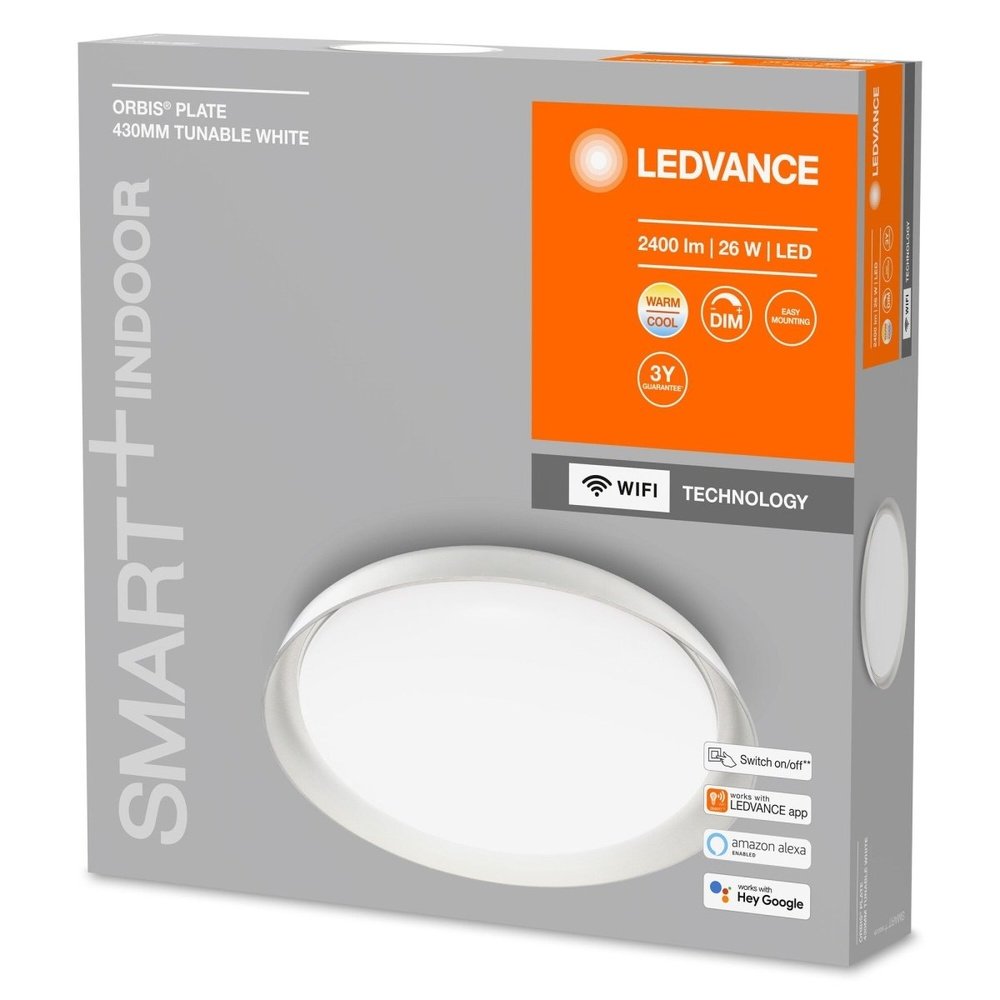 Inteligentna ściemnialna lampa sufitowa WiFi LED PLATE 430, regulowana biel - eshop LEDVANCE 4058075486447