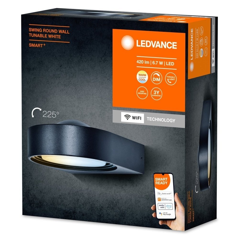 Kinkiet zewnętrzny LED WiFi 6,7W, inteligentny Smart+ Swing Round Wall, regulowana biel. - eshop Ledvance PL 4058075763807