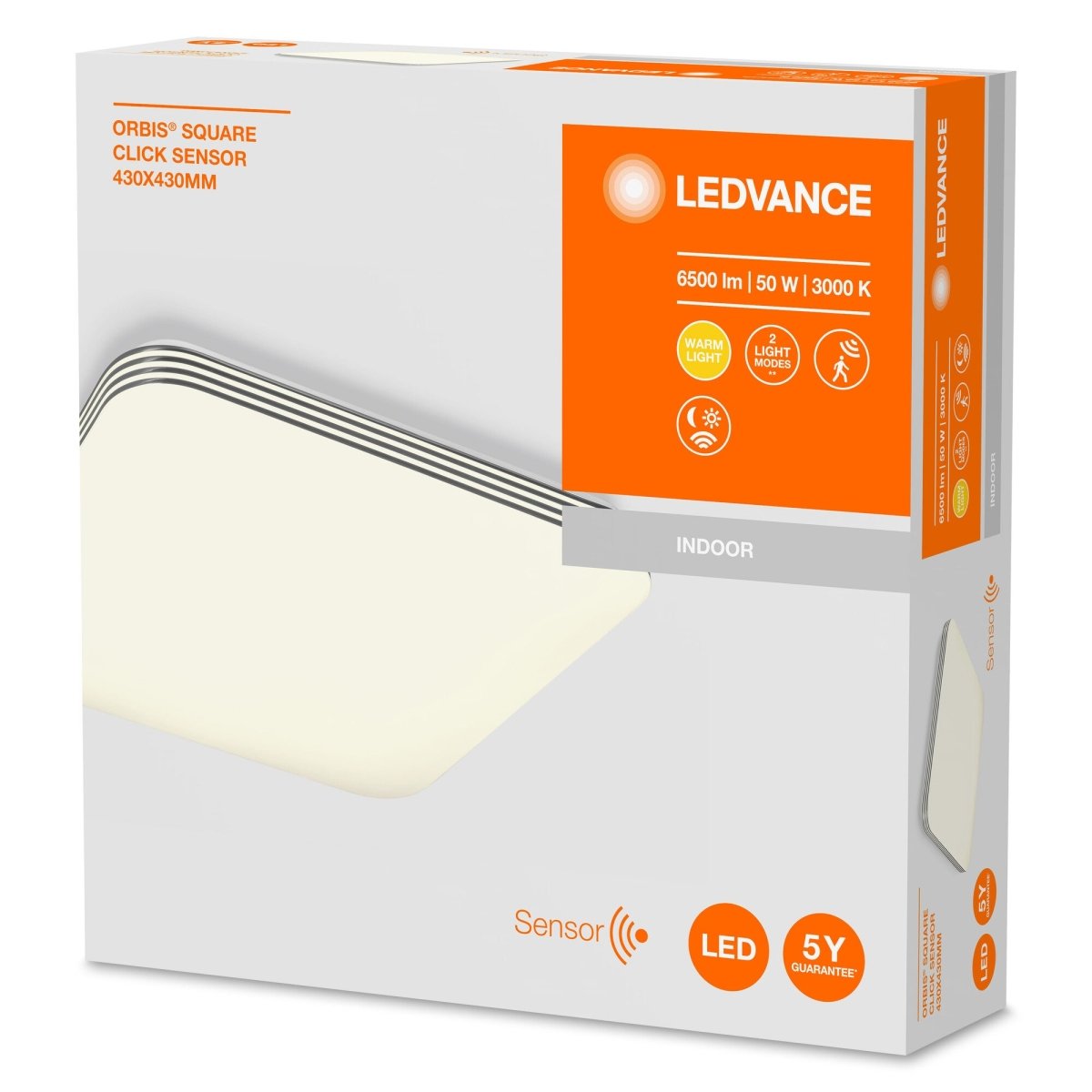 Kwadratowa lampa sufitowa LED ORBIS CLICK 430 50W, czujnik - eshop LEDVANCE 4058075472815