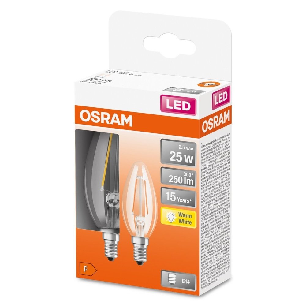 Lampa filamentowa LED świeczka STAR E14 2.5W, ciepłobiała - eshop LEDVANCE 4058075330498