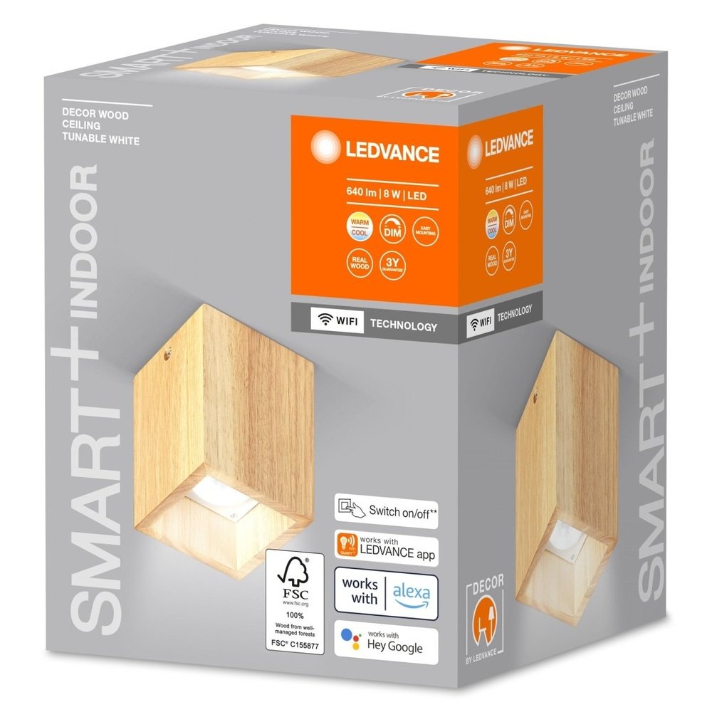 Lampa sufitowa LED WiFi 8W, inteligentna, Smart+ Wood Ceiling, regulowana biel. - eshop Ledvance PL 4058075757660