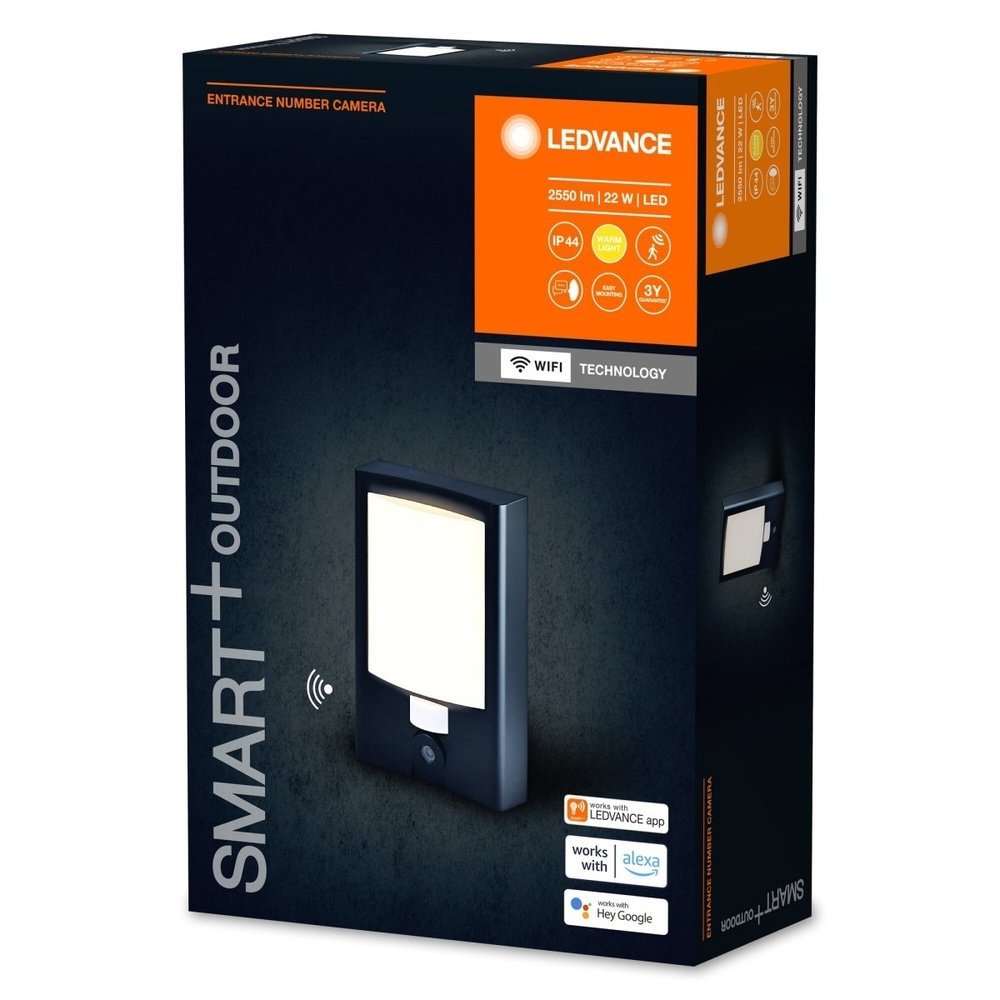 Lampa zewnętrzna LED z kamerą 22W, inteligentna Smart+ Camera Entrance Number, barwa ciepła. - eshop Ledvance PL 4058075763524