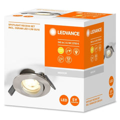 Sufitowa lampa punktowa LED srebrna GU10 4.3W ECESS ADJ ciepłobiała - eshop LEDVANCE 4058075573017