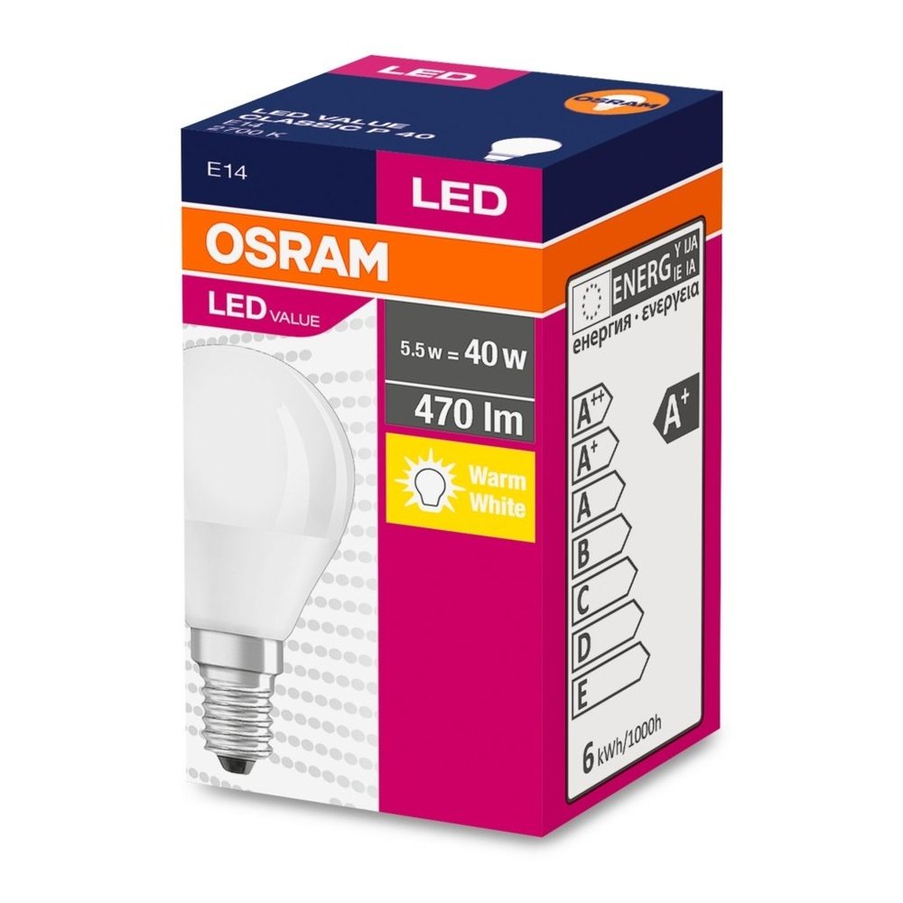 Żarówka LED CLP E14 4,9W LED VALUE OSRAM matowa, odpowiednik 40W, barwa ciepła, 1 szt. - eshop LEDVANCE 4058075147898