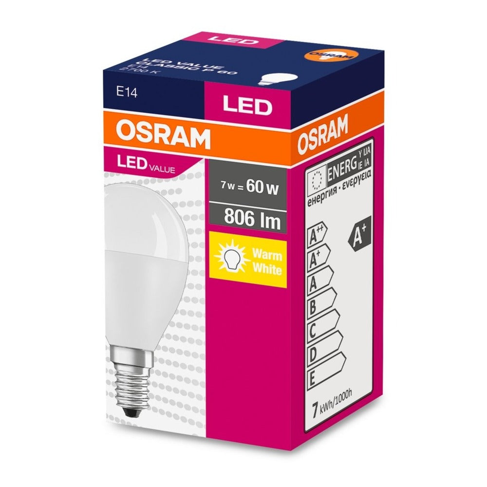Żarówka LED CLP E14 7W LED VALUE OSRAM matowa, odpowiednik 60W, barwa ciepła, 1 szt. - eshop LEDVANCE 4058075152939