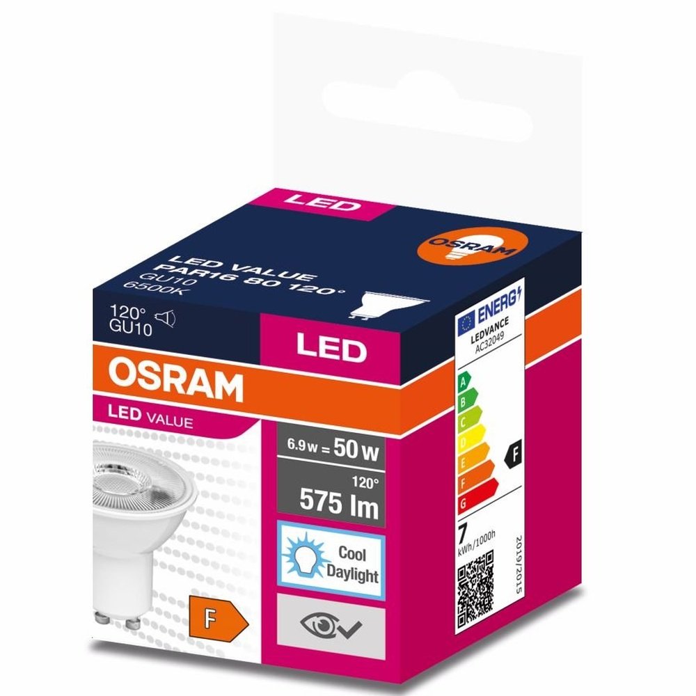 Żarówka LED GU10 6,9W LED VALUE OSRAM, odpowiednik 50W, 120 st., barwa zimna, 1 szt. - eshop Ledvance PL 4058075198913