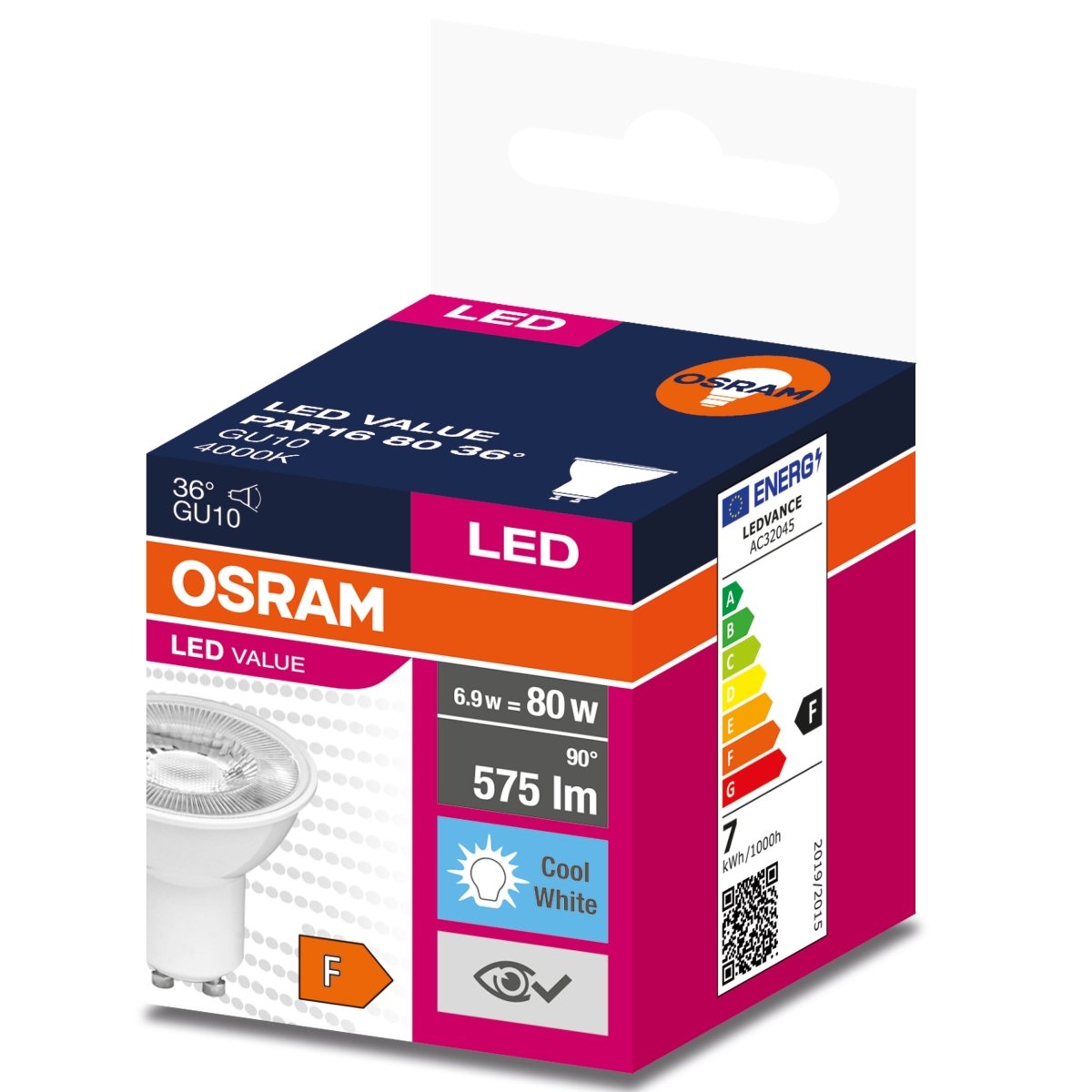 Żarówka LED GU10 6,9W LED VALUE OSRAM, odpowiednik 80W, 36 st., barwa neutralna, 1 szt. - eshop LEDVANCE 4058075198791